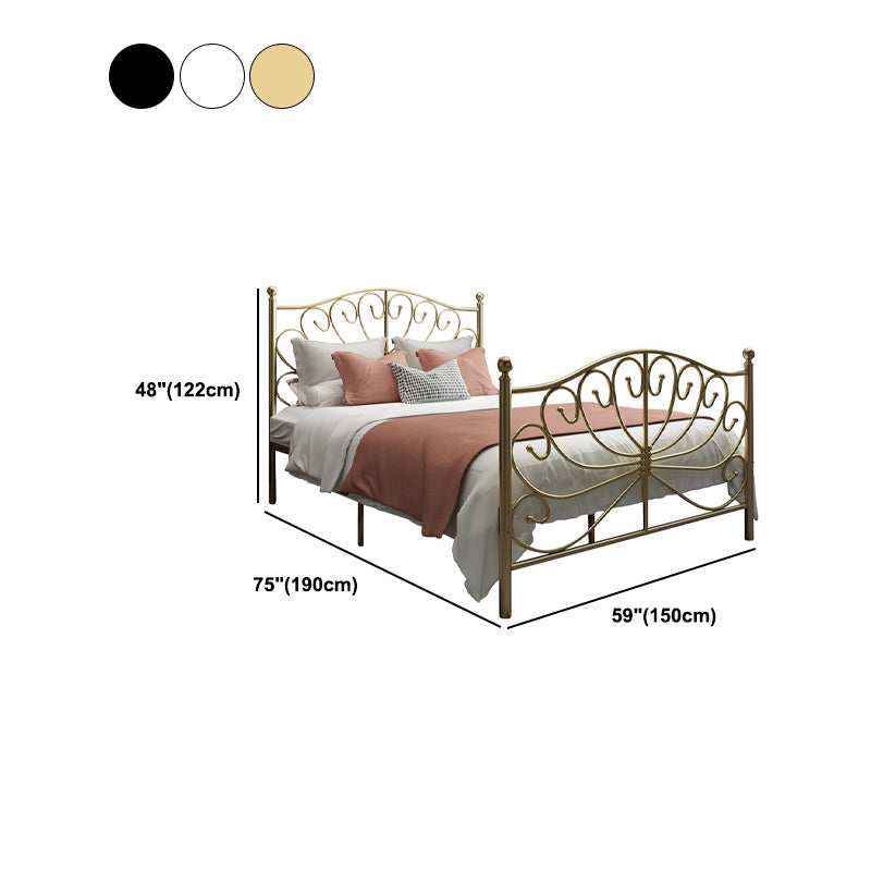 Four Poster Bed Glam Metal Bed, Camelback Open-Frame with Metal Legs