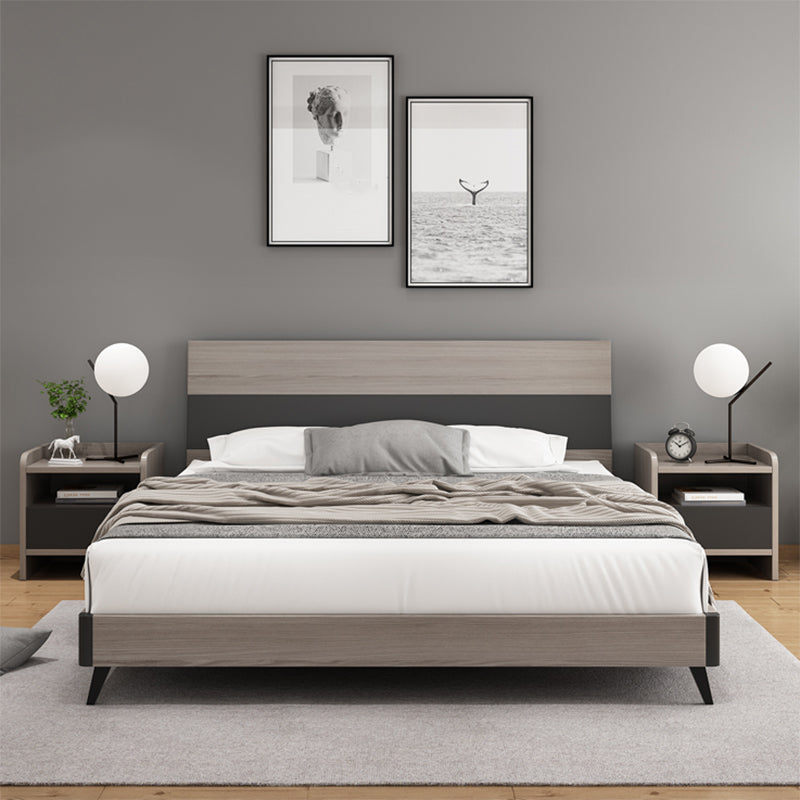 Modern Grey Standard Bed with Rectangular Headboard and Legs