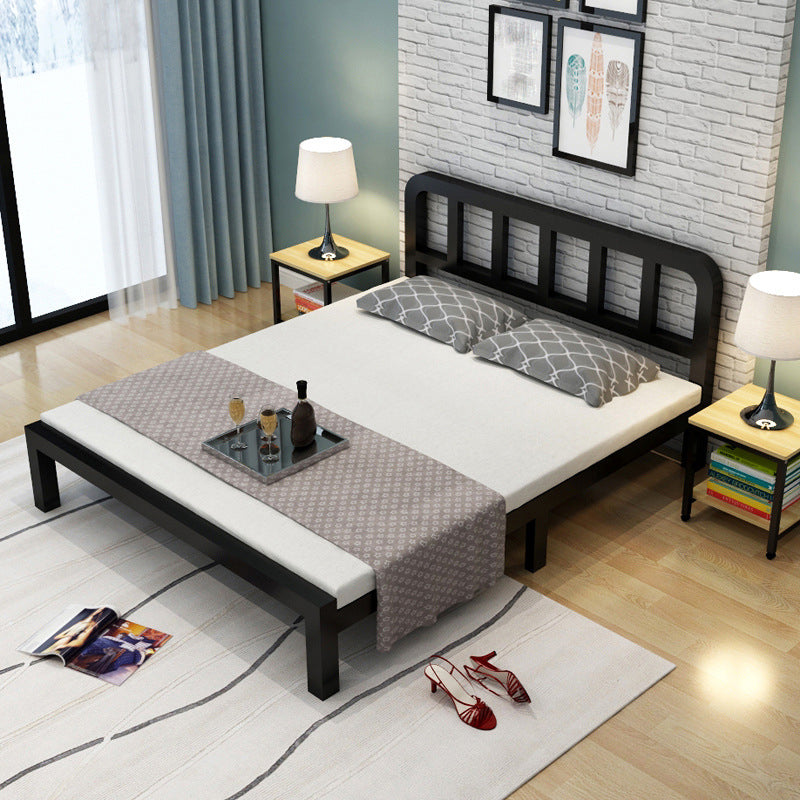 Contemporary Metal Slat Standard Bed with Rectangular Headboard
