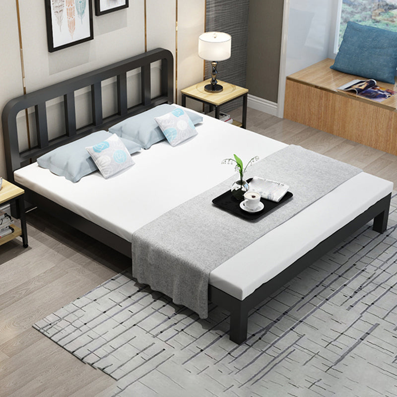 Contemporary Metal Slat Standard Bed with Rectangular Headboard