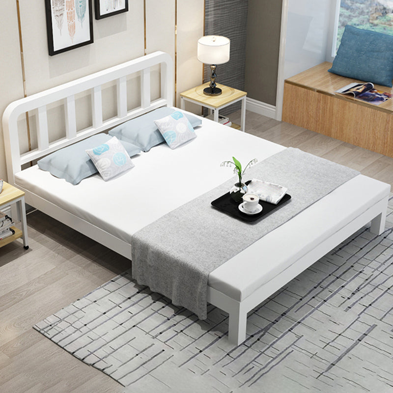 Contemporary Metal Slat Standard Bed with Rectangular Headboard