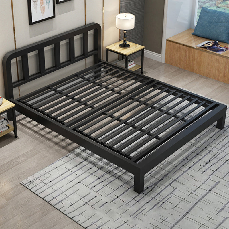 Contemporary Metal Slat Standard Bed with Rectangular Headboard
