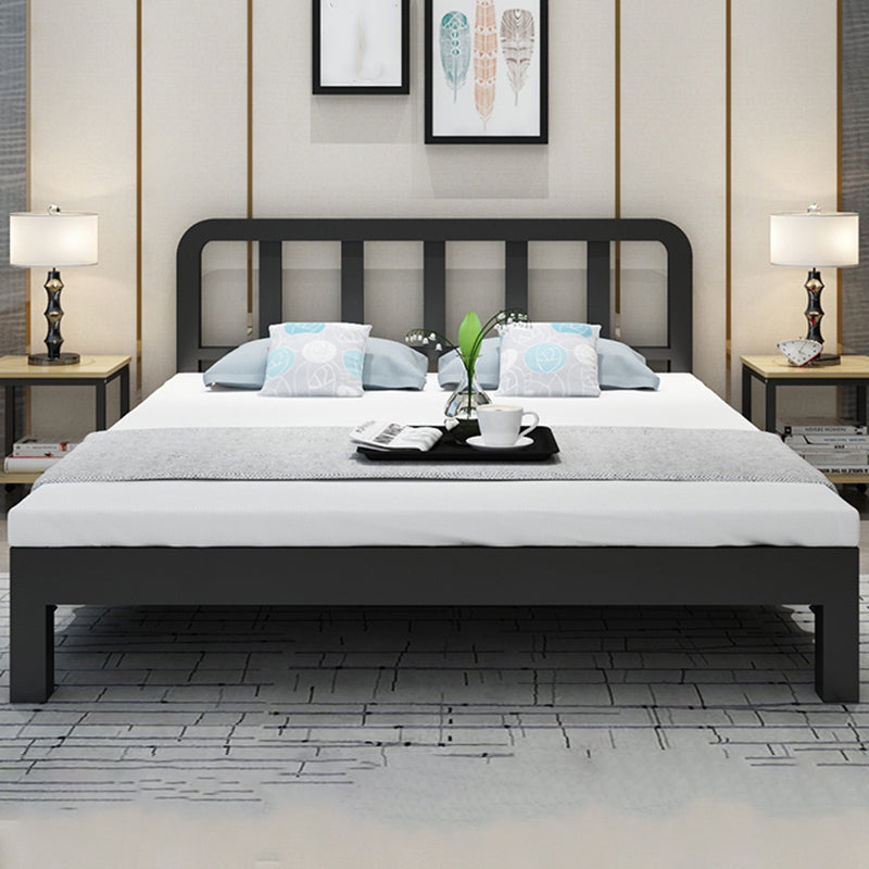 Contemporary Metal Slat Standard Bed with Rectangular Headboard
