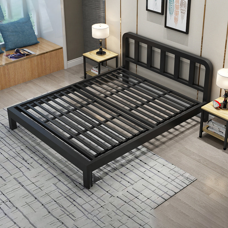 Contemporary Metal Slat Standard Bed with Rectangular Headboard