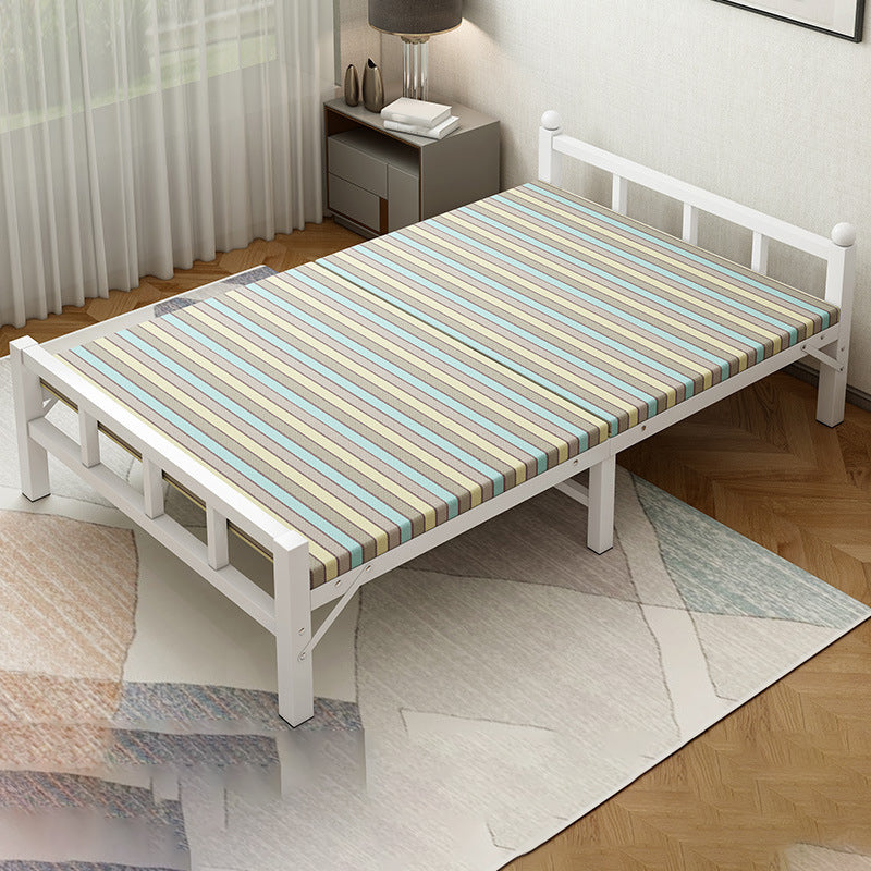 White Steel Folding Bed Contemporary Open-Frame Bed Set - 23.6" H