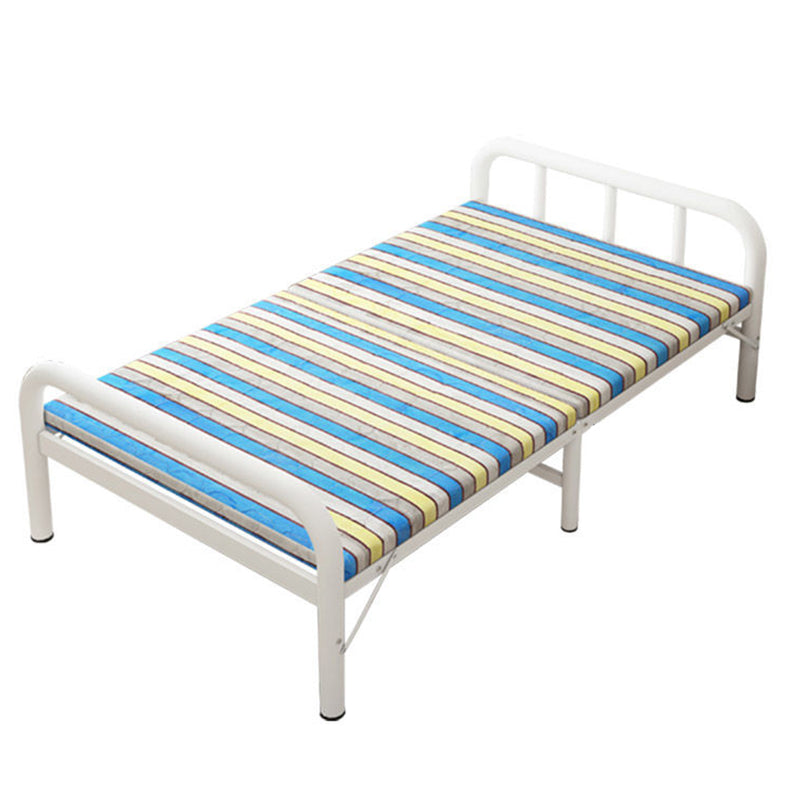 White Steel Folding Bed Contemporary Open-Frame Bed Set - 23.6" H