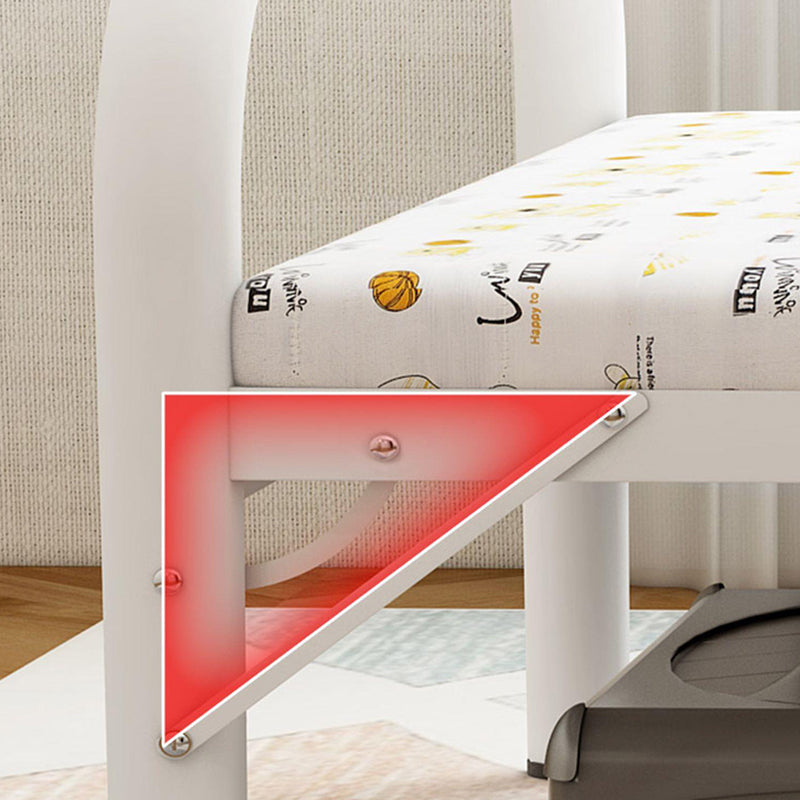 White Steel Folding Bed Contemporary Open-Frame Bed Set - 23.6" H