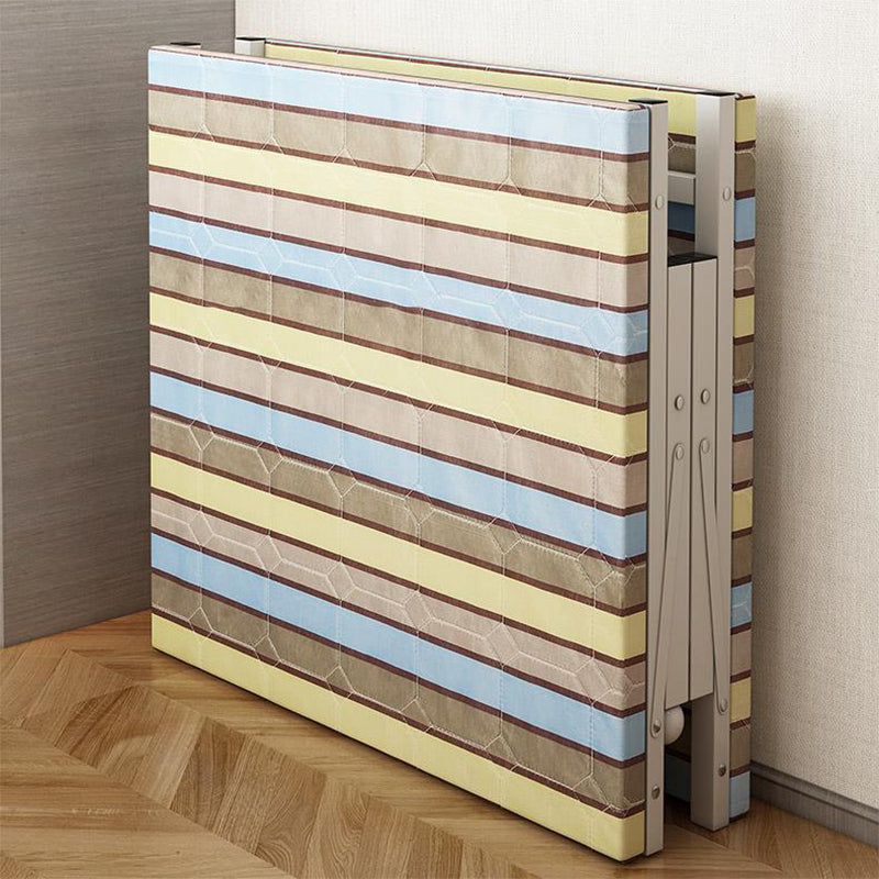 White Steel Folding Bed Contemporary Open-Frame Bed Set - 23.6" H