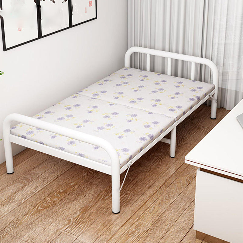 White Steel Folding Bed Contemporary Open-Frame Bed Set - 23.6" H