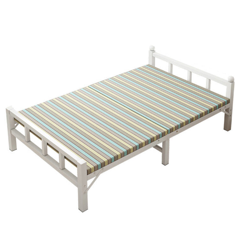 White Steel Folding Bed Contemporary Open-Frame Bed Set - 23.6" H