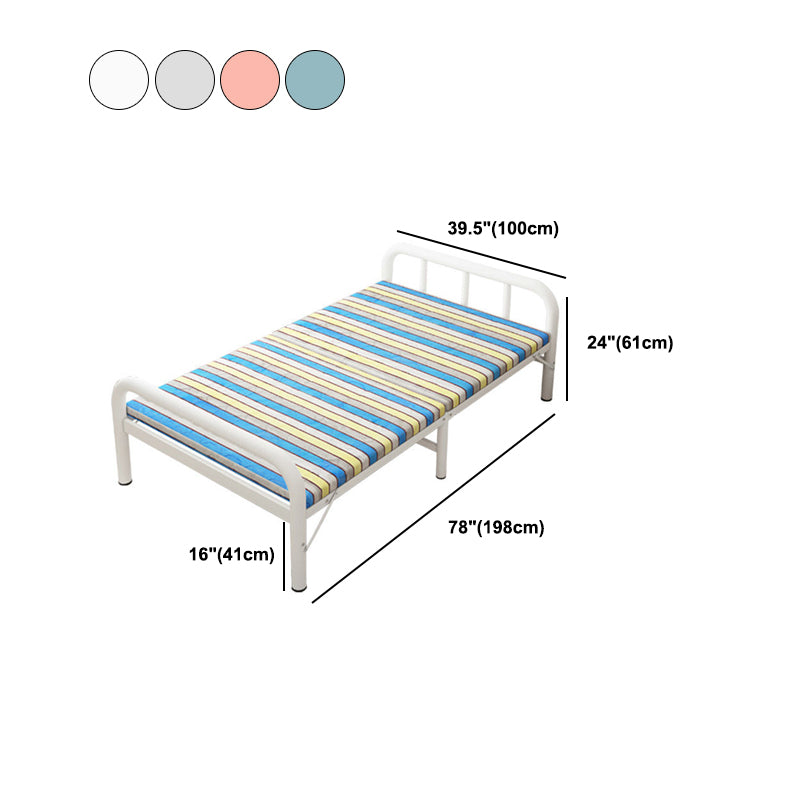 White Steel Folding Bed Contemporary Open-Frame Bed Set - 23.6" H