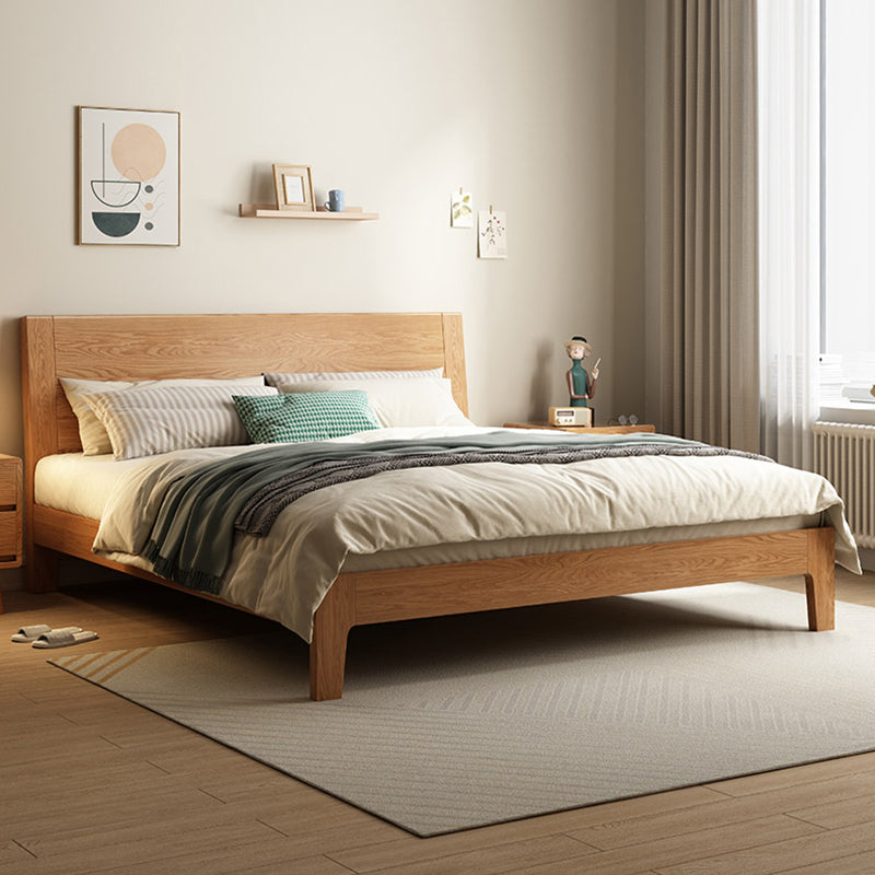 Natural Oak Wood Platform Bed,Cal King Platform Bed Frame with Bedside