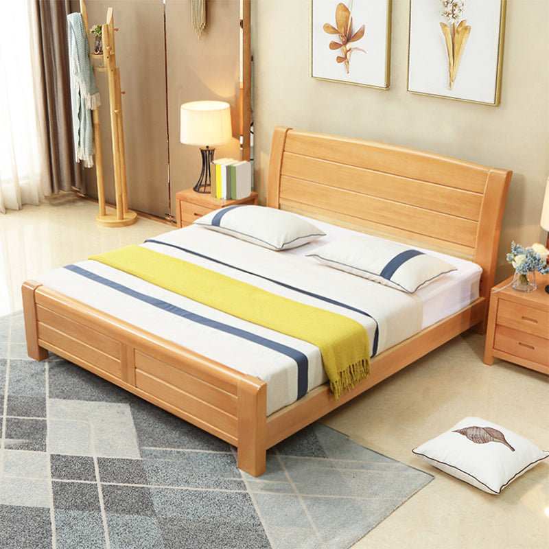 Traditional Beech Wood Bed,42.51" Low Profile Bed in Natural