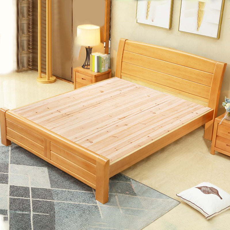 Traditional Beech Wood Bed,42.51" Low Profile Bed in Natural