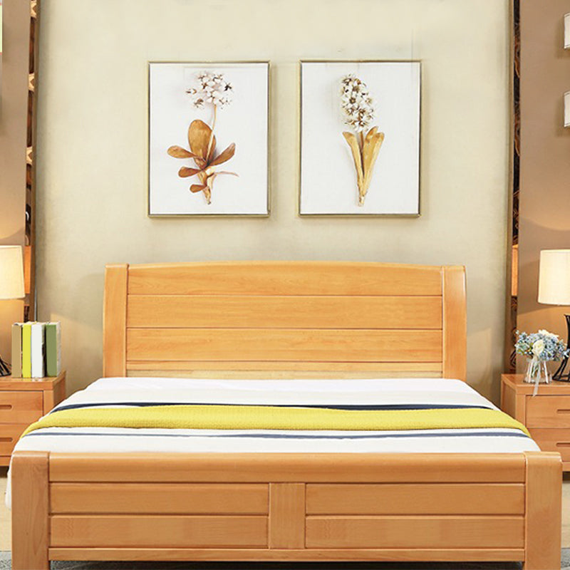 Traditional Beech Wood Bed,42.51" Low Profile Bed in Natural