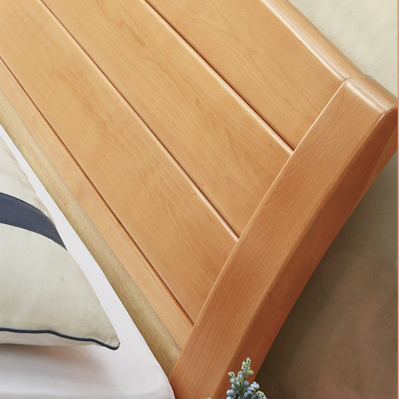 Traditional Beech Wood Bed,42.51" Low Profile Bed in Natural