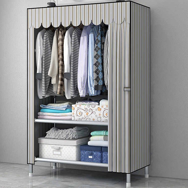 Modern Style Wardrobe Armoire Silver Metal Frame Wardrobe Cabinet