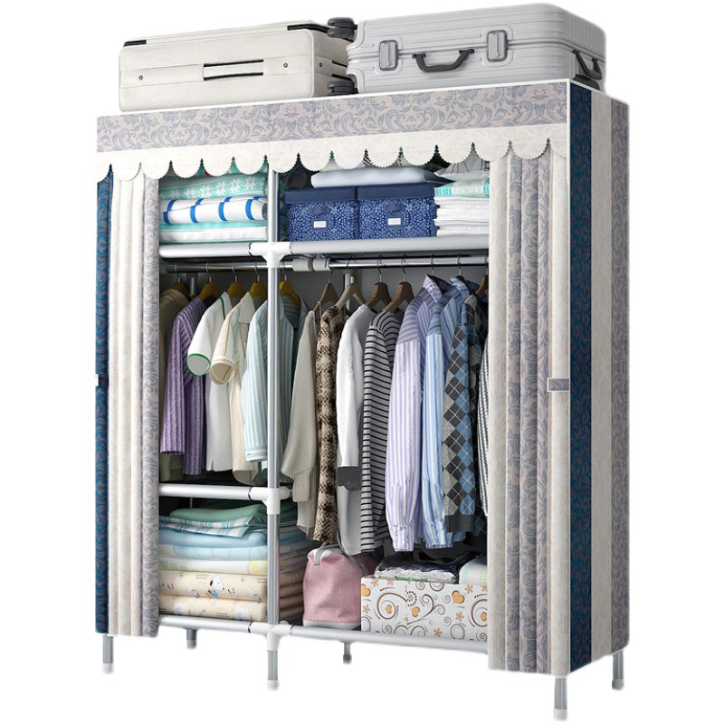Modern Style Wardrobe Armoire Silver Metal Frame Wardrobe Cabinet