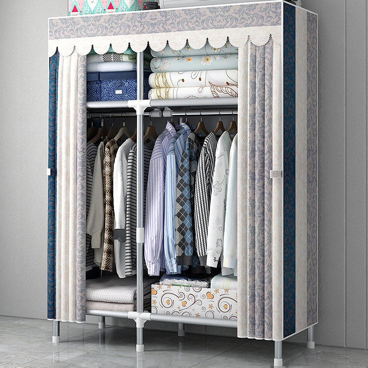 Modern Style Wardrobe Armoire Silver Metal Frame Wardrobe Cabinet