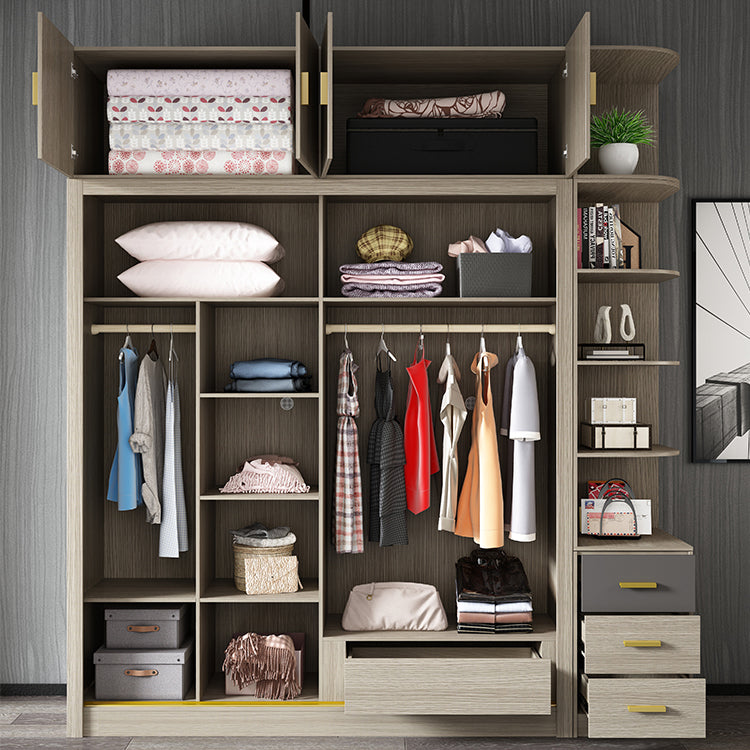 Brown Glass Door Storage Cabinet Contemporary Sliding Door Wardrobe for Home