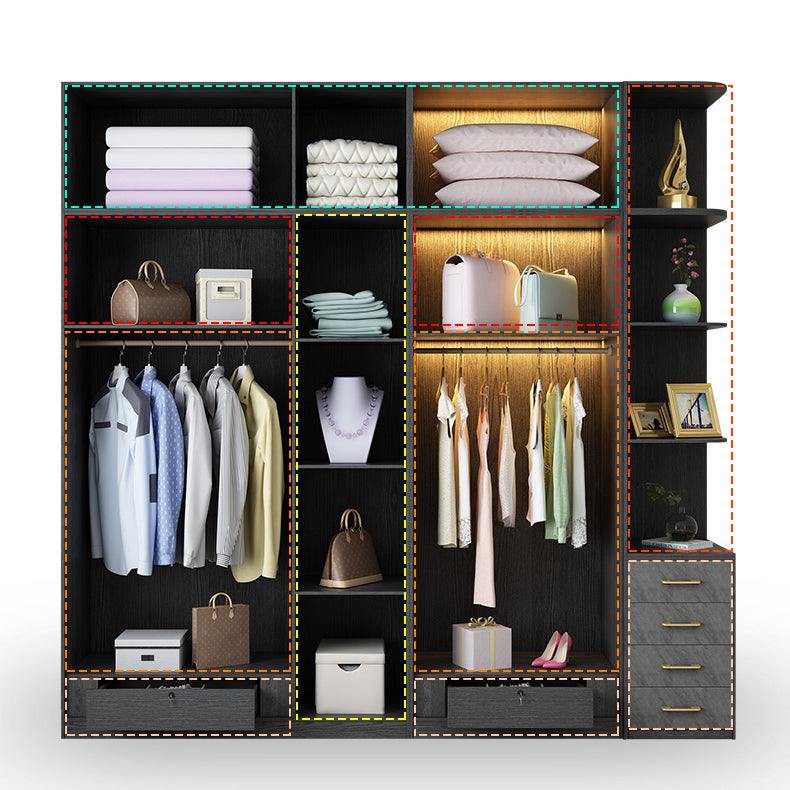 Modern Wardrobe Closet With Drawer Hinged Wardrobe Armoire for Home