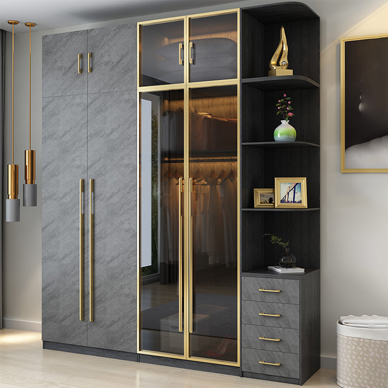 Modern Wardrobe Closet With Drawer Hinged Wardrobe Armoire for Home