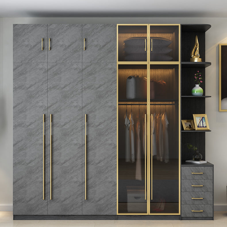 Modern Wardrobe Closet With Drawer Hinged Wardrobe Armoire for Home