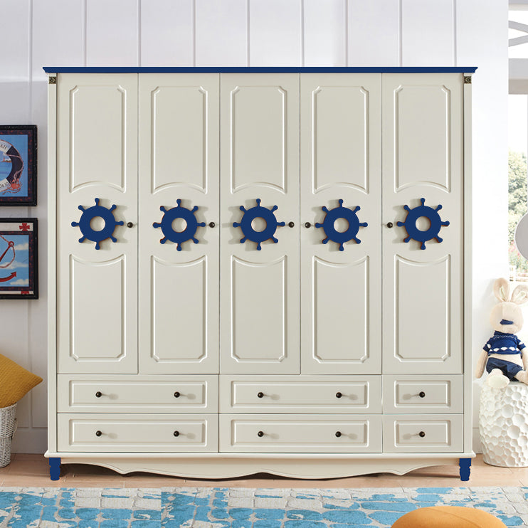 Coastal Hinged Door Storage Cabinet Manufactured Wood Matte Finish Cabinet