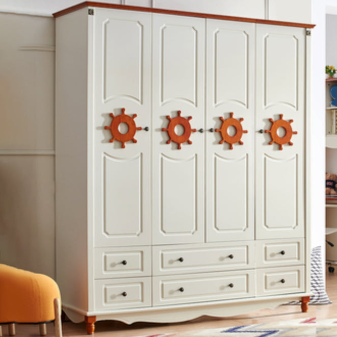 Coastal Hinged Door Storage Cabinet Manufactured Wood Matte Finish Cabinet