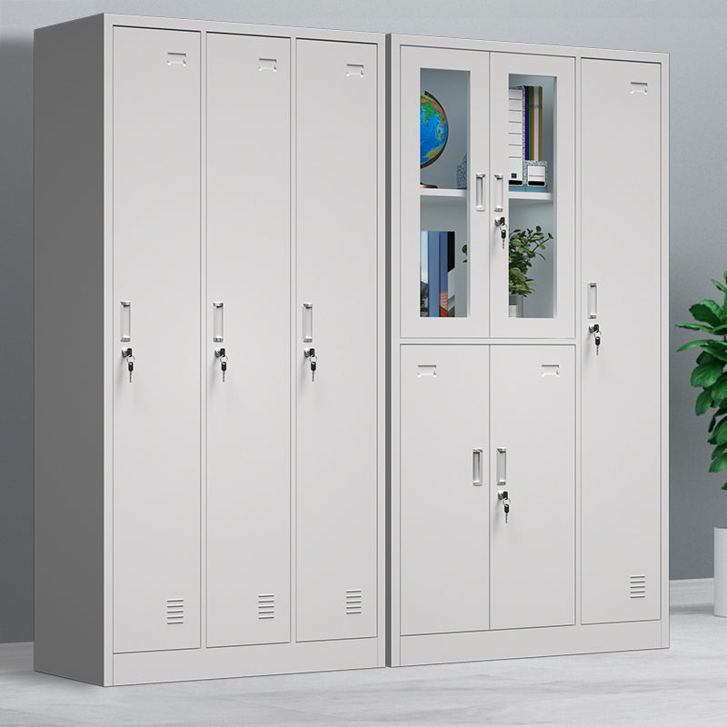 Gray Metal Cabinet for Bathroom Modern Storage Cabinet with Hinged Door