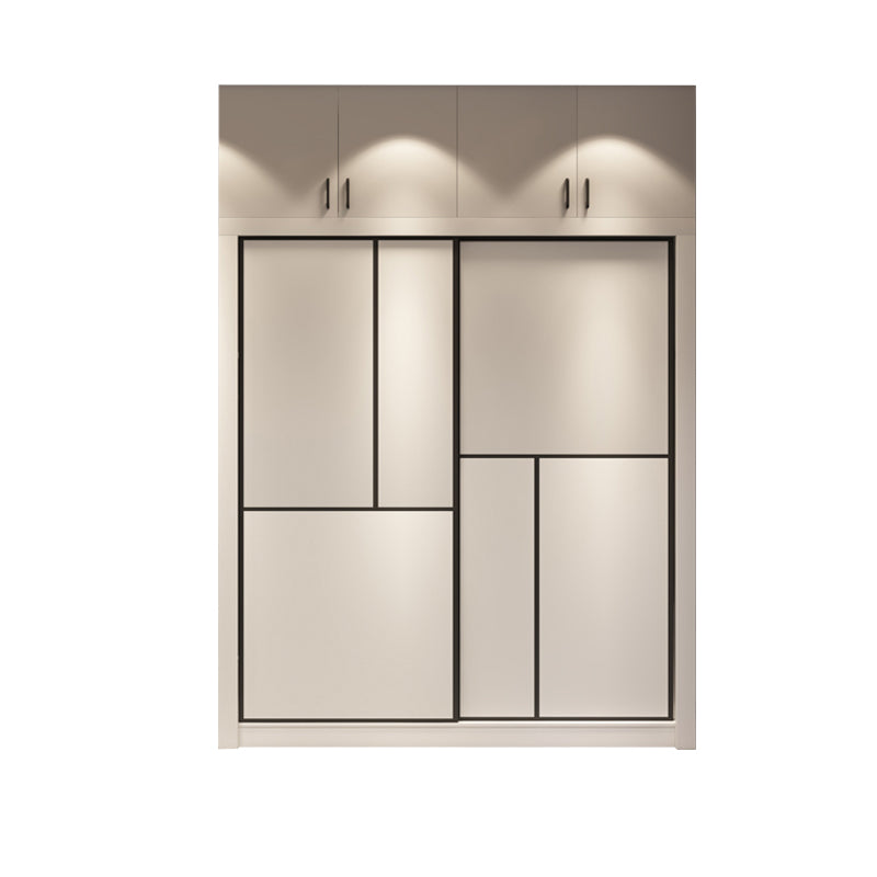 Sliding White Wardrobe Armoire Engineered Wood Wardrobe Cabinet