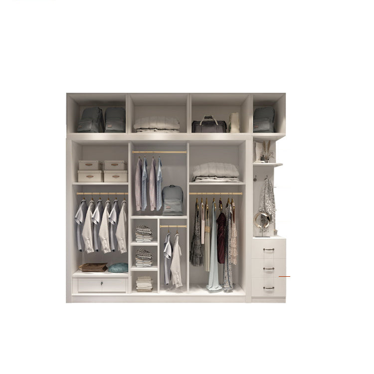 Sliding White Wardrobe Armoire Engineered Wood Wardrobe Cabinet