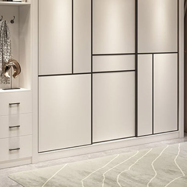 Sliding White Wardrobe Armoire Engineered Wood Wardrobe Cabinet