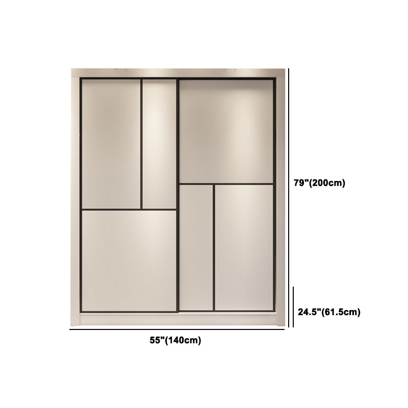 Sliding White Wardrobe Armoire Engineered Wood Wardrobe Cabinet