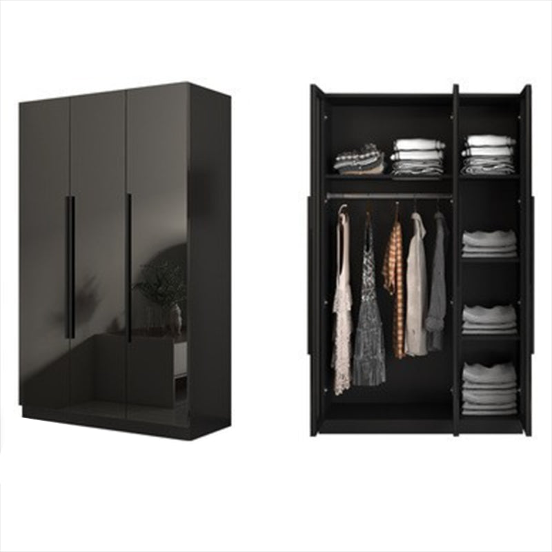 Black Glass Door Cabinet for Bedroom Contemporary Interior Storage Cabinet