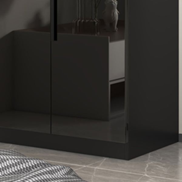 Black Glass Door Cabinet for Bedroom Contemporary Interior Storage Cabinet
