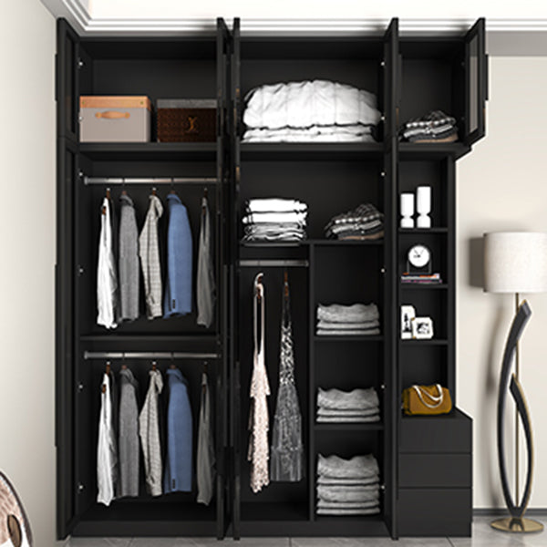 Black Glass Door Cabinet for Bedroom Contemporary Interior Storage Cabinet