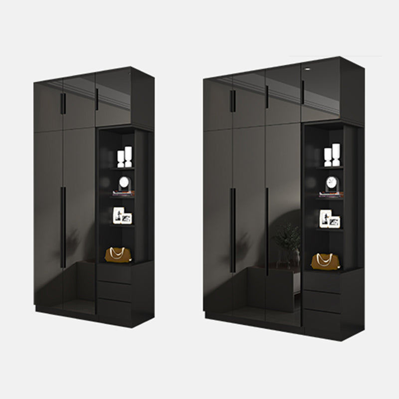 Black Glass Door Cabinet for Bedroom Contemporary Interior Storage Cabinet