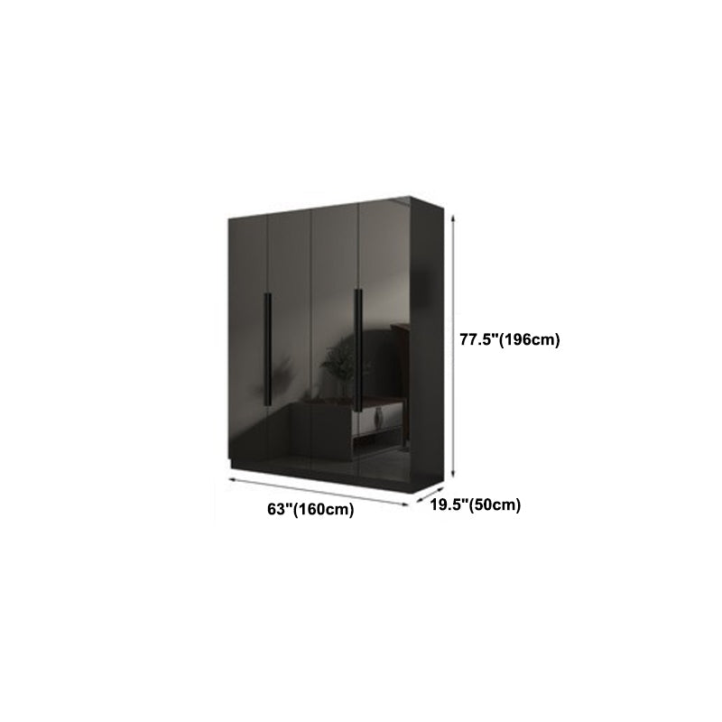 Black Glass Door Cabinet for Bedroom Contemporary Interior Storage Cabinet