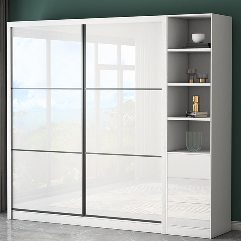 White High Gloss Wardrobe Armoire Modern Engineered Wood Wardrobe