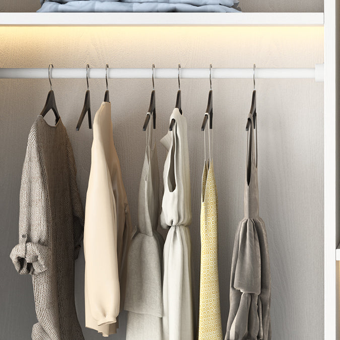 White High Gloss Wardrobe Armoire Modern Engineered Wood Wardrobe