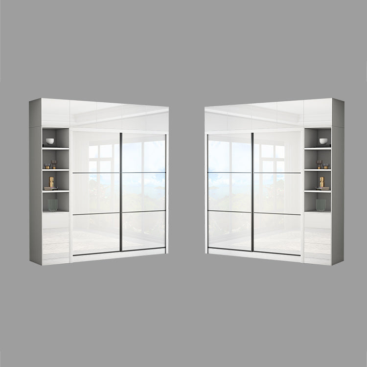 White High Gloss Wardrobe Armoire Modern Engineered Wood Wardrobe