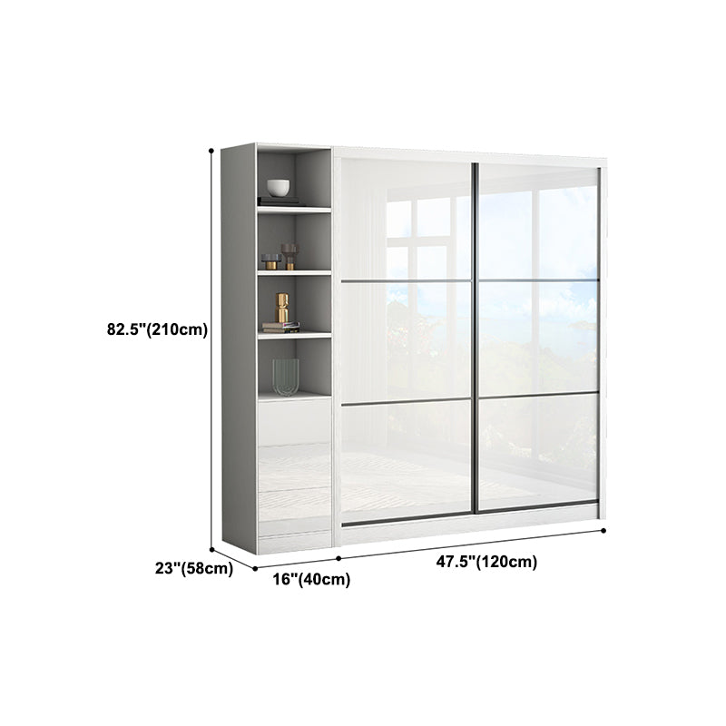 White High Gloss Wardrobe Armoire Modern Engineered Wood Wardrobe