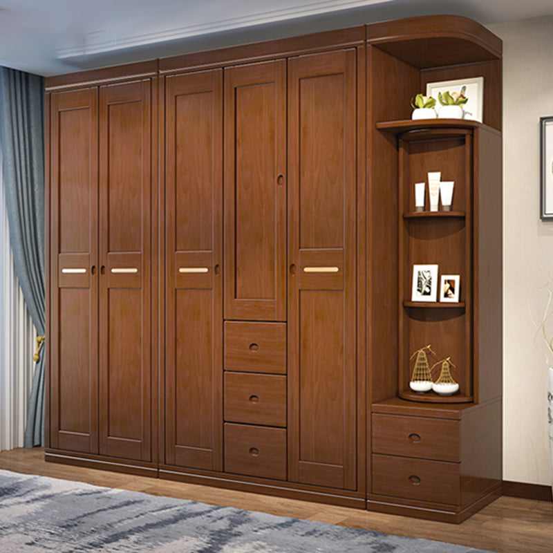 Rubberwood Wardrobe Armoire Traditional Wardrobe Cabinet for Home
