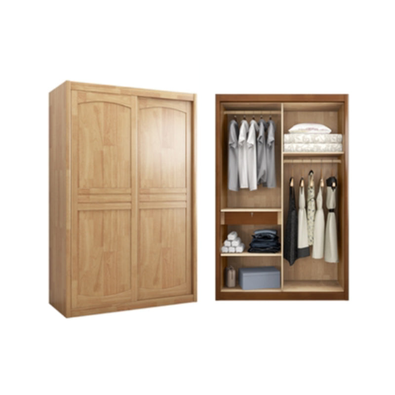 Traditional Sliding Wardrobe Cabinet Rubberwood Wardrobe Armoire