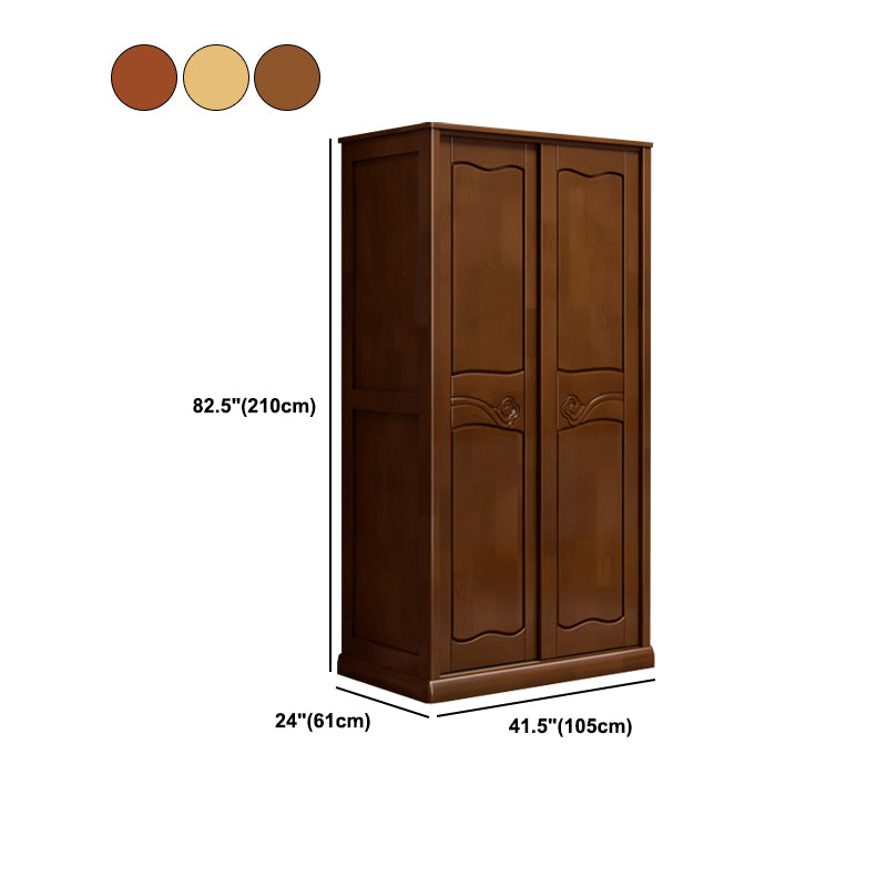 Traditional Sliding Wardrobe Cabinet Rubberwood Wardrobe Armoire