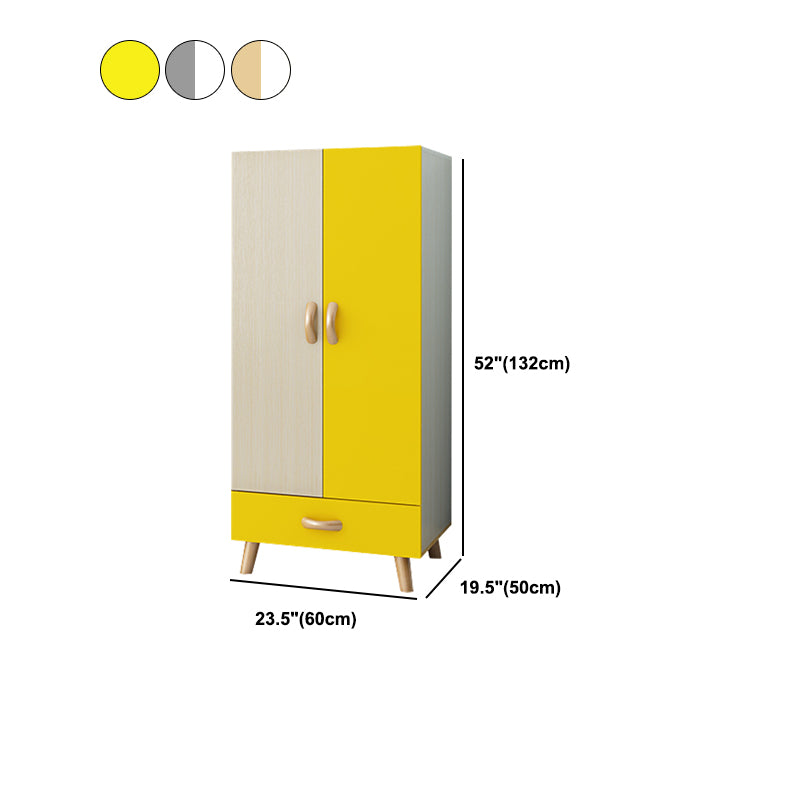 Modern Hinged Door Wardrobe for Bedroom Matte Finish Cabinet with Wood Legs