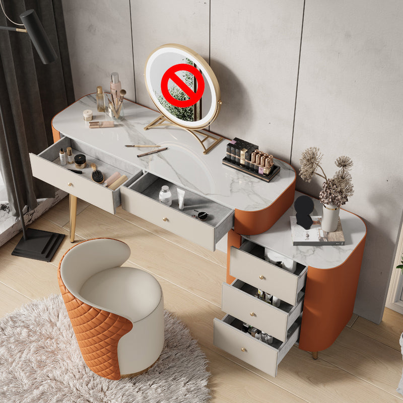 Luxurious Vanity Set with Padded Stool 5 Storage Drawers Vanity Desk