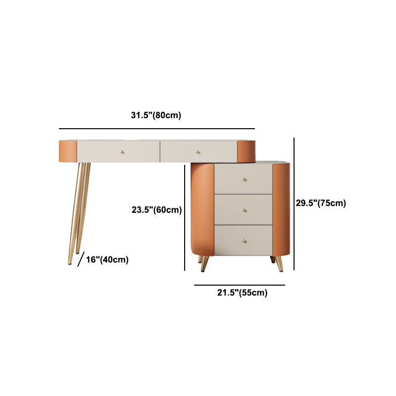Luxurious Vanity Set with Padded Stool 5 Storage Drawers Vanity Desk