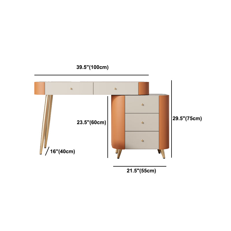 Luxurious Vanity Set with Padded Stool 5 Storage Drawers Vanity Desk